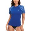 imageHUGE SPORTS Womens UPF 50 UV Protection Sun Shirts Short Sleeve Quick Dry Rash Guard Swim Gym Workout TopsBlue