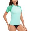 imageHUGE SPORTS Womens UPF 50 UV Protection Sun Shirts Short Sleeve Quick Dry Rash Guard Swim Gym Workout TopsGreen