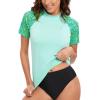 imageHUGE SPORTS Womens UPF 50 UV Protection Sun Shirts Short Sleeve Quick Dry Rash Guard Swim Gym Workout TopsGreen