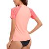 imageHUGE SPORTS Womens UPF 50 UV Protection Sun Shirts Short Sleeve Quick Dry Rash Guard Swim Gym Workout TopsPink