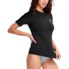 imageHUGE SPORTS Womens UPF 50 UV Protection Sun Shirts Short Sleeve Quick Dry Rash Guard Swim Gym Workout TopsPure Black