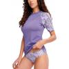 imageHUGE SPORTS Womens UPF 50 UV Protection Sun Shirts Short Sleeve Quick Dry Rash Guard Swim Gym Workout TopsPurple