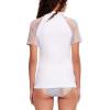 imageHUGE SPORTS Womens UPF 50 UV Protection Sun Shirts Short Sleeve Quick Dry Rash Guard Swim Gym Workout TopsWhite