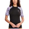 imageHUGE SPORTS Womens UPF 50 UV Protection Sun Shirts Short Sleeve Quick Dry Rash Guard Swim Gym Workout TopsBlack