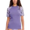 imageHUGE SPORTS Womens UPF 50 UV Protection Sun Shirts Short Sleeve Quick Dry Rash Guard Swim Gym Workout TopsPurple