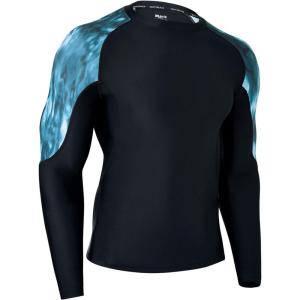 imageHUGE SPORTS Mens Rash Guard Long Sleeves UPF 50 UV Sun Protection Quick Drying Splice Compression Swim ShirtsDeep Ocean