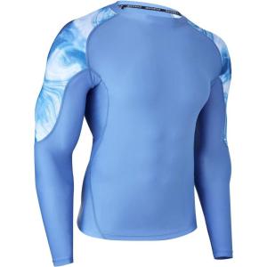imageHUGE SPORTS Mens Rash Guard Long Sleeves UPF 50 UV Sun Protection Quick Drying Splice Compression Swim ShirtsOcean