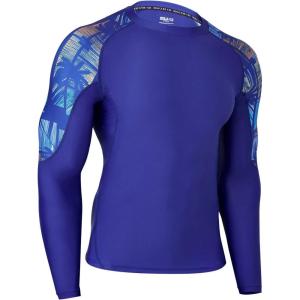 imageHUGE SPORTS Mens Rash Guard Long Sleeves UPF 50 UV Sun Protection Quick Drying Splice Compression Swim ShirtsTropical Style