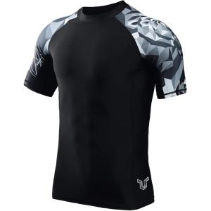 imageHUGE SPORTS Mens Splice UV Sun Protection UPF 50 Skins Rash Guard Short SleevesBear