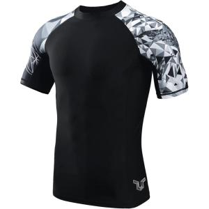 imageHUGE SPORTS Mens Splice UV Sun Protection UPF 50 Skins Rash Guard Short SleevesEagle