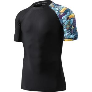 imageHUGE SPORTS Mens Splice UV Sun Protection UPF 50 Skins Rash Guard Short SleevesHeytoucan