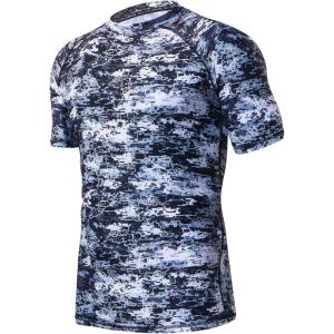 imageHUGE SPORTS Mens Splice UV Sun Protection UPF 50 Skins Rash Guard Short SleevesPixel Light
