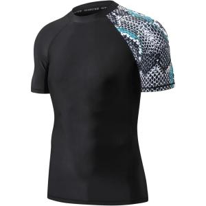 imageHUGE SPORTS Mens Splice UV Sun Protection UPF 50 Skins Rash Guard Short SleevesSnake Scale
