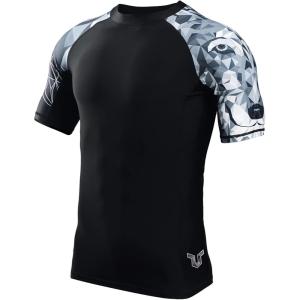 imageHUGE SPORTS Mens Splice UV Sun Protection UPF 50 Skins Rash Guard Short SleevesWolf