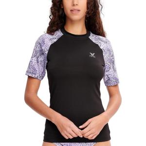 imageHUGE SPORTS Womens UPF 50 UV Protection Sun Shirts Short Sleeve Quick Dry Rash Guard Swim Gym Workout TopsBlack