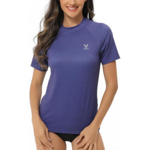 imageHUGE SPORTS Womens UPF 50 UV Protection Sun Shirts Short Sleeve Quick Dry Rash Guard Swim Gym Workout TopsNavy
