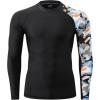 imageHUGE SPORTS Mens Rash Guard Long Sleeves UPF 50 UV Sun Protection Quick Drying Splice Compression Swim ShirtsCamo Black