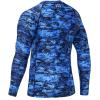 imageHUGE SPORTS Mens Rash Guard Long Sleeves UPF 50 UV Sun Protection Quick Drying Splice Compression Swim ShirtsPixel Blue
