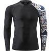 imageHUGE SPORTS Mens Rash Guard Long Sleeves UPF 50 UV Sun Protection Quick Drying Splice Compression Swim ShirtsSplit