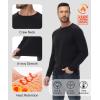 imageHUGE SPORTS Thermal Underwear for Men Long Sleeve Thermal Shirts Fleece Lined Crew Neck Base Layer Thermal Underwear TopBlack