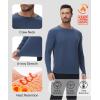 imageHUGE SPORTS Thermal Underwear for Men Long Sleeve Thermal Shirts Fleece Lined Crew Neck Base Layer Thermal Underwear TopBlue