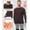imageHUGE SPORTS Thermal Underwear for Men Long Sleeve Thermal Shirts Fleece Lined Crew Neck Base Layer Thermal Underwear TopBrown
