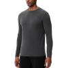 imageHUGE SPORTS Thermal Underwear for Men Long Sleeve Thermal Shirts Fleece Lined Crew Neck Base Layer Thermal Underwear TopDark Grey