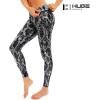 imageHUGE SPORTS Womens High Waisted Tummy Control Yoga Leggings with Pocket Running Workout Pants Active TightsBlack Silver