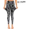 imageHUGE SPORTS Womens High Waisted Tummy Control Yoga Leggings with Pocket Running Workout Pants Active TightsBlack Silver