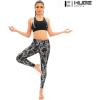 imageHUGE SPORTS Womens High Waisted Tummy Control Yoga Leggings with Pocket Running Workout Pants Active TightsBlack Silver