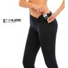 imageHUGE SPORTS Womens High Waisted Tummy Control Yoga Leggings with Pocket Running Workout Pants Active TightsBlack Stripe