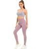 imageHUGE SPORTS Womens High Waisted Tummy Control Yoga Leggings with Pocket Running Workout Pants Active TightsPurple Zebra