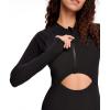 imageHUGE SPORTS Womens One Piece Swimsuits Cutout High Cut Bathing Suit Long Sleeve Swimwear Rash Guard for WomenBlack