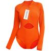 imageHUGE SPORTS Womens One Piece Swimsuits Cutout High Cut Bathing Suit Long Sleeve Swimwear Rash Guard for WomenOrange