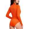 imageHUGE SPORTS Womens One Piece Swimsuits Cutout High Cut Bathing Suit Long Sleeve Swimwear Rash Guard for WomenOrange