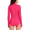 imageHUGE SPORTS Womens One Piece Swimsuits Cutout High Cut Bathing Suit Long Sleeve Swimwear Rash Guard for WomenPink