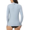 imageHUGE SPORTS Womens Rash Guard Long Sleeve Sun Protection UPF 50 Swimwear Shirts Quick Dry Swimsuit Surf TopBlue