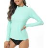 imageHUGE SPORTS Womens Rash Guard Long Sleeve Sun Protection UPF 50 Swimwear Shirts Quick Dry Swimsuit Surf TopLight Blue