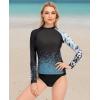 imageHUGE SPORTS Womens Rash Guard Long Sleeve Sun Protection UPF 50 Swimwear Shirts Quick Dry Swimsuit Surf TopLion