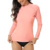 imageHUGE SPORTS Womens Rash Guard Long Sleeve Sun Protection UPF 50 Swimwear Shirts Quick Dry Swimsuit Surf TopPink