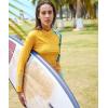 imageHUGE SPORTS Womens Rash Guard Long Sleeve Sun Protection UPF 50 Swimwear Shirts Quick Dry Swimsuit Surf TopYellow