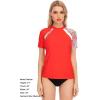 imageHUGE SPORTS Womens Rash Guard Short Sleeve Sun Protection UPF 50 Swimwear Shirts Quick Dry Swimsuit TopRed