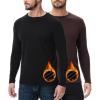 imageHUGE SPORTS Thermal Underwear for Men Long Sleeve Thermal Shirts Fleece Lined Crew Neck Base Layer Thermal Underwear TopBlackbrown