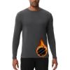 imageHUGE SPORTS Thermal Underwear for Men Long Sleeve Thermal Shirts Fleece Lined Crew Neck Base Layer Thermal Underwear TopDark Grey
