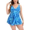 imageHUGE SPORTS Women Tankini Swimsuits Plus Size Two Piece Bathing Suits Swimwear Top with Bikini BottomsBlue
