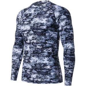 imageHUGE SPORTS Mens Rash Guard Long Sleeves UPF 50 UV Sun Protection Quick Drying Splice Compression Swim ShirtsPixel Light