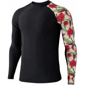 imageHUGE SPORTS Mens Rash Guard Long Sleeves UPF 50 UV Sun Protection Quick Drying Splice Compression Swim ShirtsTrochilus