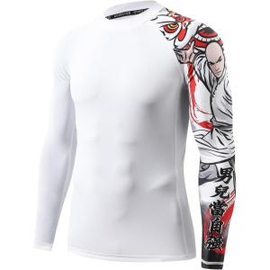 imageHUGE SPORTS Mens Rash Guard Long Sleeves UPF 50 UV Sun Protection Quick Drying Splice Compression Swim ShirtsWong Feihung