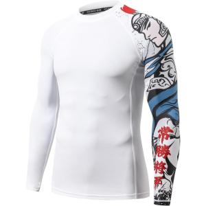 imageHUGE SPORTS Mens Rash Guard Long Sleeves UPF 50 UV Sun Protection Quick Drying Splice Compression Swim ShirtsZhaoyun