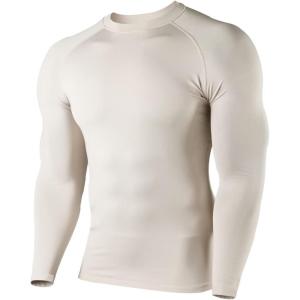 imageHUGE SPORTS Mens Thermal Base Layer Top for Winter Moisture Wicking Athletic Shirts for Skiing Running WorkoutBeige
